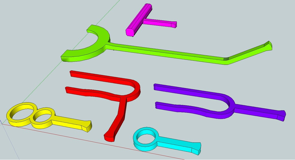 vector render of various 3d printed items