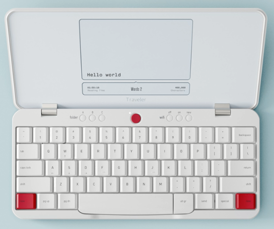 small white laptop with screen and keyboard